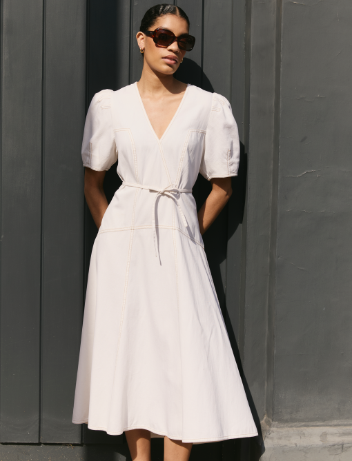 Robin Denim Maxi Dress - White - 画像 (4)