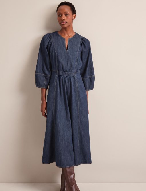 Jude Denim Maxi Dress - Dark Blue - 画像 (6)