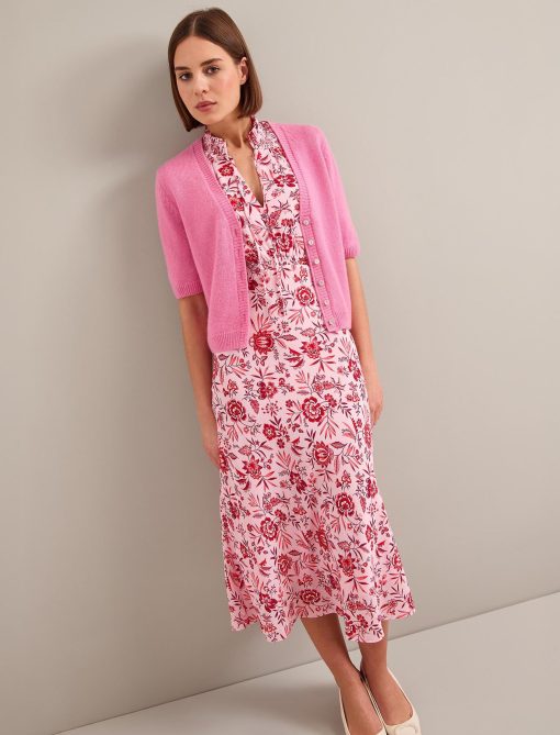 Irina Cotton Blend Midi Dress - Pink Palm Floral Print - 画像 (10)