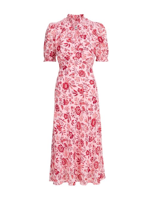 Irina Cotton Blend Midi Dress - Pink Palm Floral Print - 画像 (11)