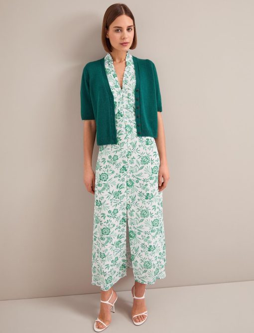 Liliana Cotton Blend Maxi Dress - Green Palm Floral Print - 画像 (12)