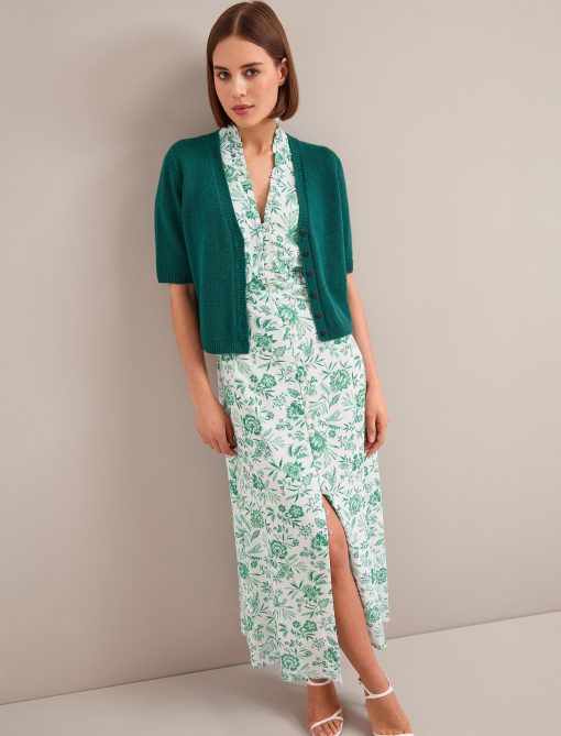 Liliana Cotton Blend Maxi Dress - Green Palm Floral Print - 画像 (13)