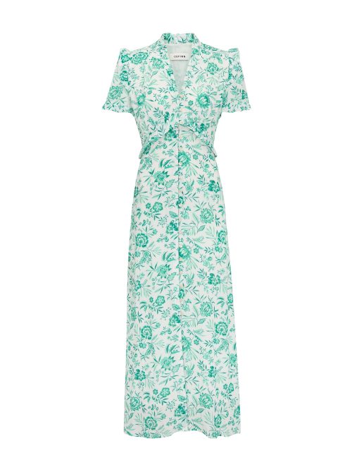 Liliana Cotton Blend Maxi Dress - Green Palm Floral Print - 画像 (14)