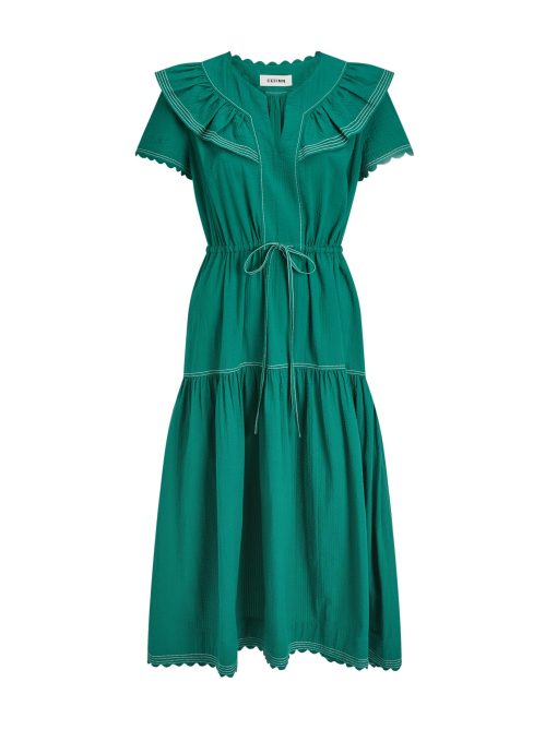 Nessa Cotton Seersucker Maxi Dress - Dark Green - 画像 (9)