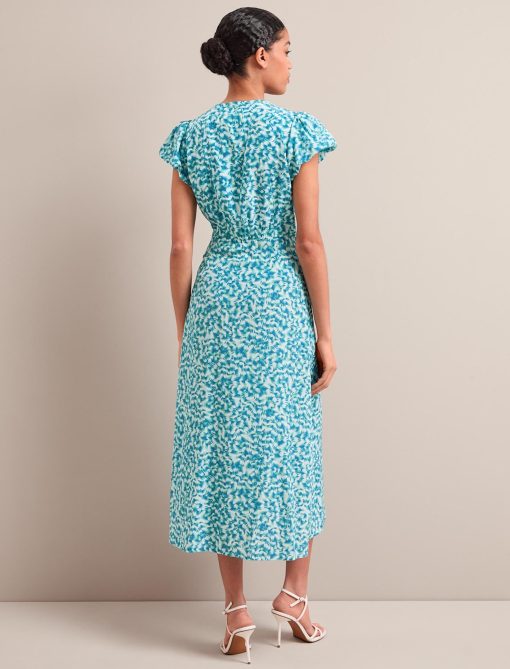 Leila Silk Maxi Dress - Blue Green Feather Print - 画像 (11)
