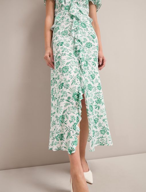 Vivienne Cotton Blend Maxi Dress - Green Palm Floral Print - 画像 (7)