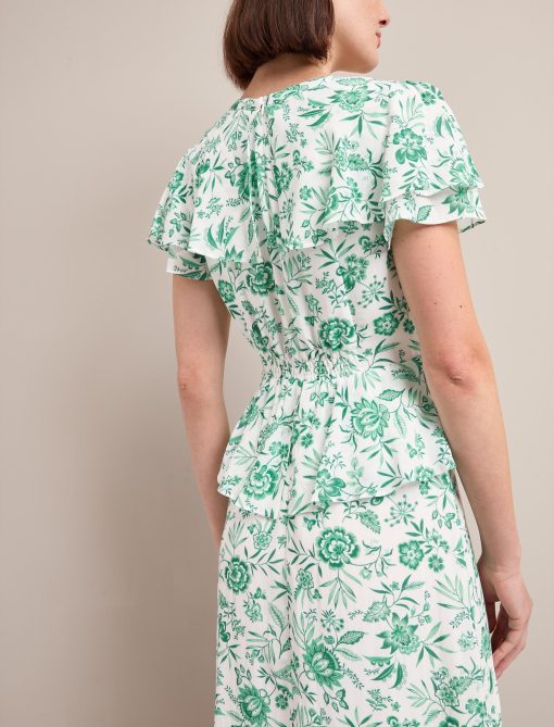 Vivienne Cotton Blend Maxi Dress - Green Palm Floral Print - 画像 (6)