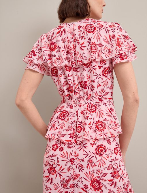 Vivienne Cotton Blend Maxi Dress - Pink Palm Floral Print - 画像 (4)