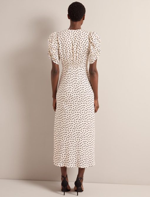 Ophelia Bias Cut Maxi Dress - Ecru Black Polka Dot Print - 画像 (10)