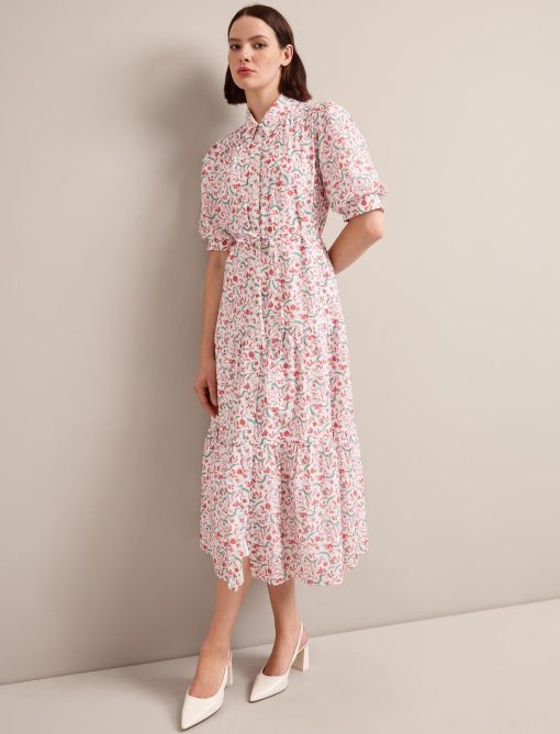 Poppy Silk Blend Maxi Dress - Red Trailing Feather Print - 画像 (3)