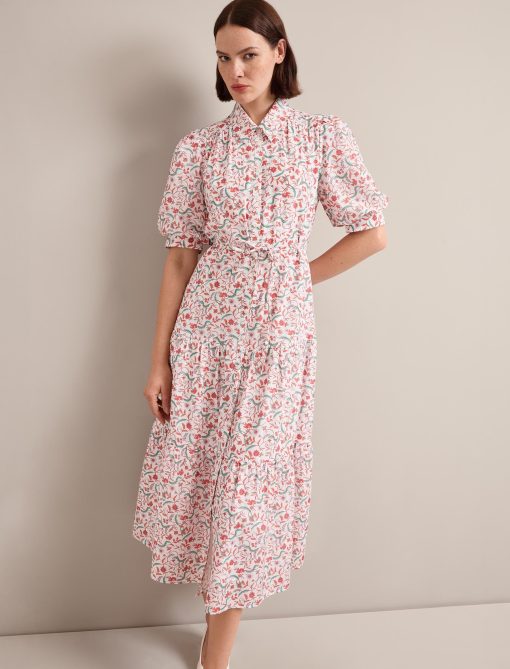 Poppy Silk Blend Maxi Dress - Red Trailing Feather Print - 画像 (5)