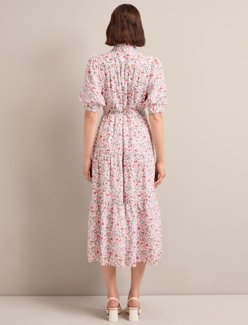 Poppy Silk Blend Maxi Dress - Red Trailing Feather Print - 画像 (7)