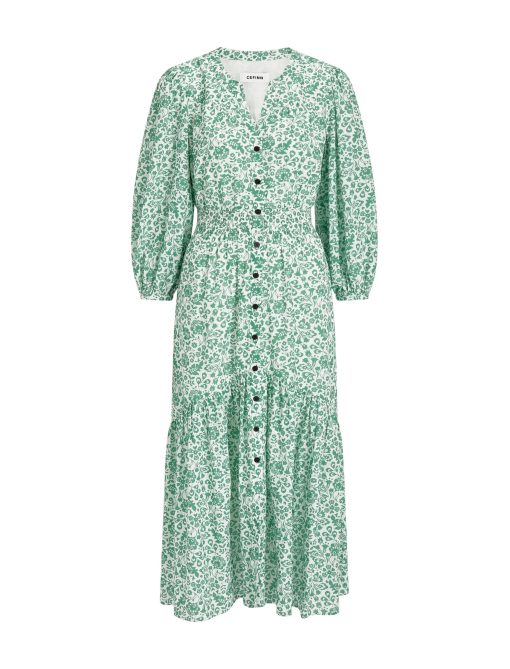 Aspen Cotton Blend Maxi Dress - Green Mono Floral Print - 画像 (7)
