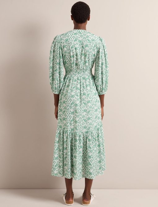 Aspen Cotton Blend Maxi Dress - Green Mono Floral Print - 画像 (6)