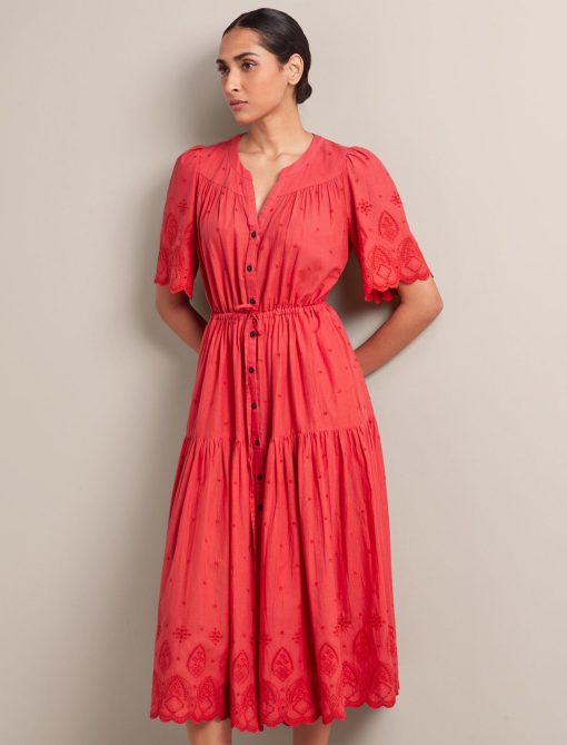 Nicole Organic Cotton Maxi Dress - Coral - 画像 (4)