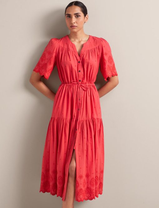 Nicole Organic Cotton Maxi Dress - Coral - 画像 (6)