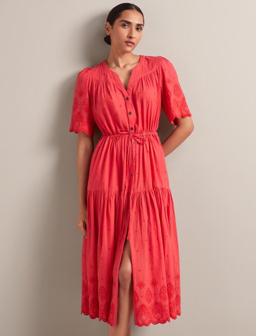 Nicole Organic Cotton Maxi Dress - Coral - 画像 (8)