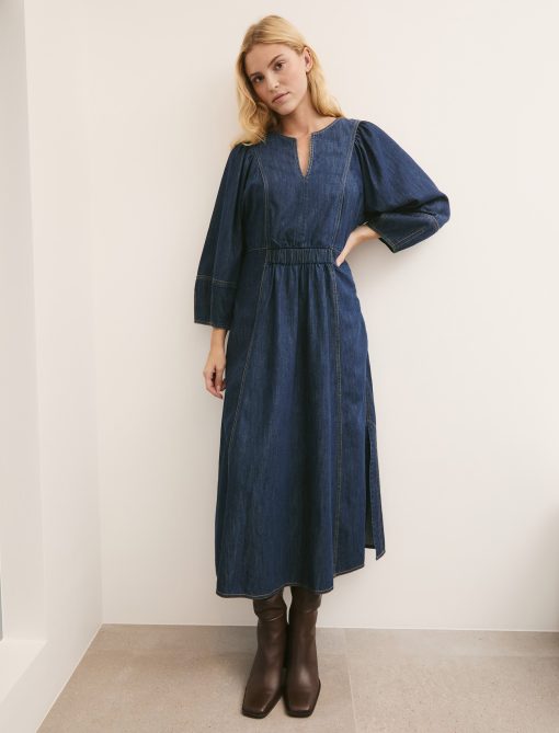 Jude Denim Maxi Dress - Dark Blue - 画像 (4)