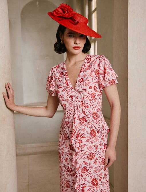 Vivienne Cotton Blend Maxi Dress - Pink Palm Floral Print - 画像 (2)
